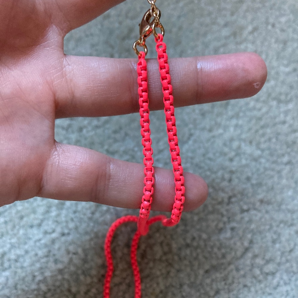 NWOT Gap Bubblegum Neon Pink Enamel Box Chain Necklace
